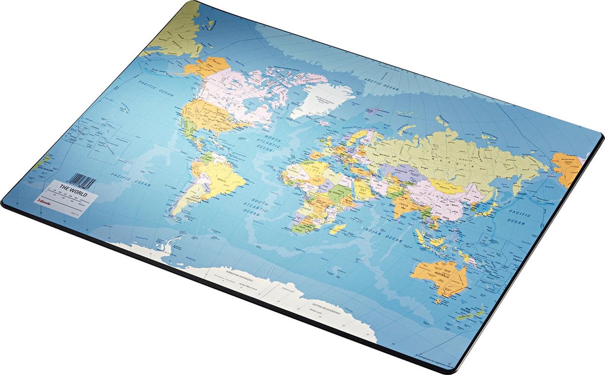 Sous-main Esselte - carte du monde - anglais