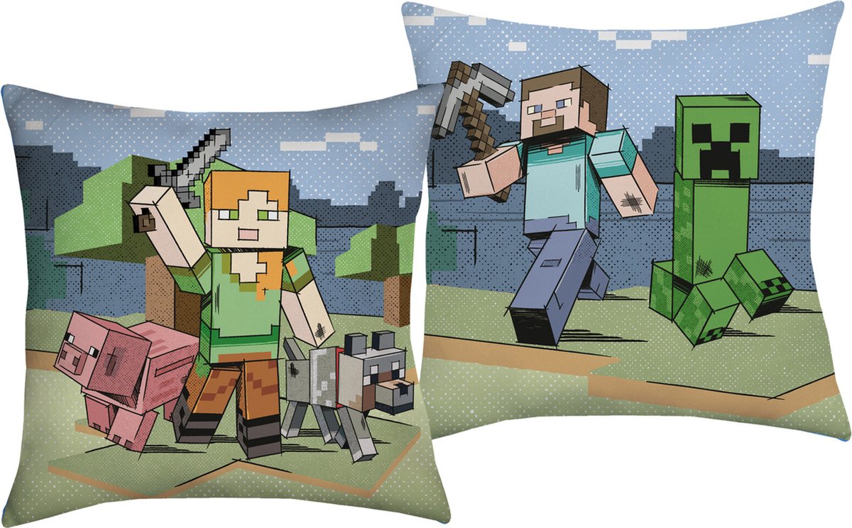 Coussin Minecraft, overworld - 40 x 40 cm - polyester