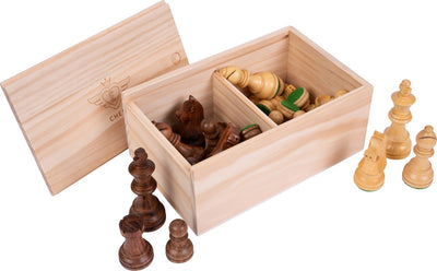 Jeu d'échecs Engelhart - 32 pièces - bois d'acacia - poli - avec boîte de rangement en bois - hauteur roi 82 mm -