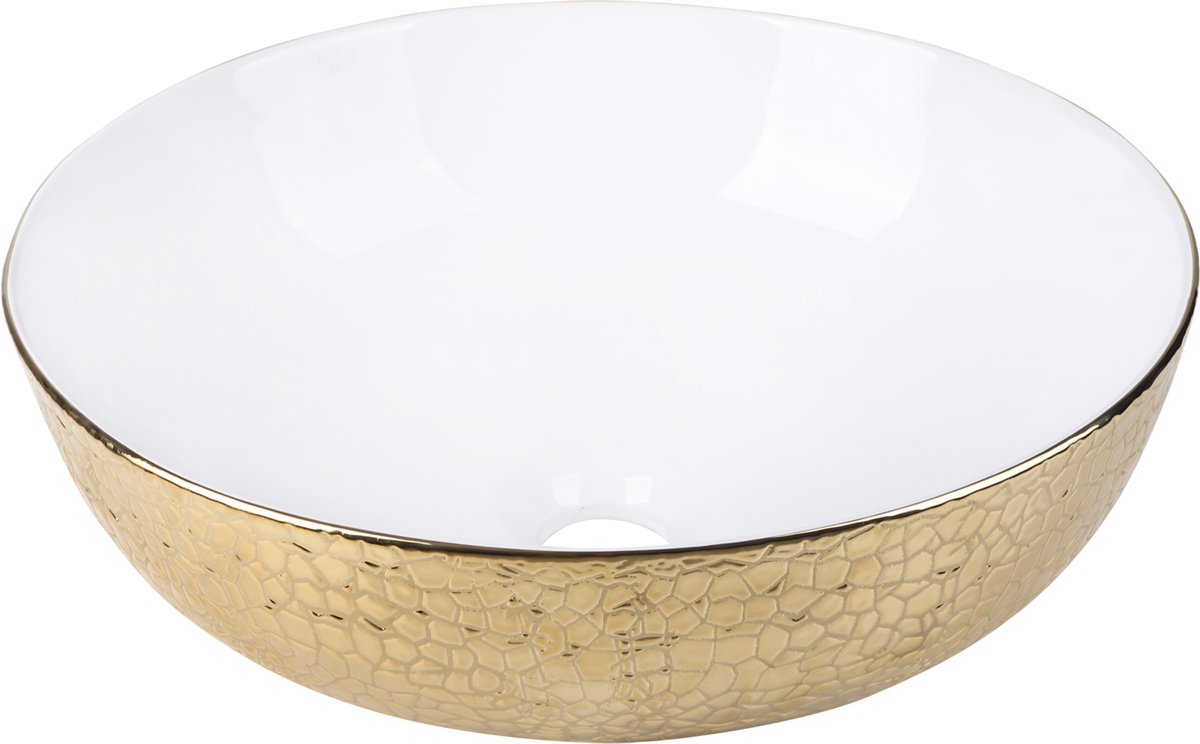 Lavabo à poser en céramique serpent Differnz ø 40 cm, blanc doré
