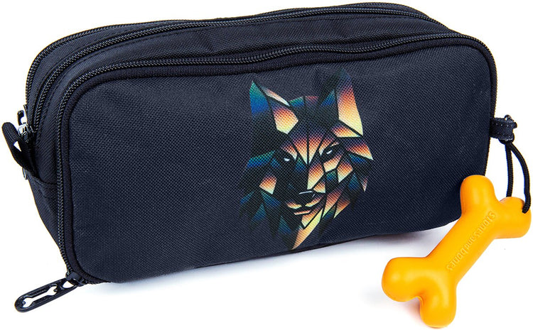 Stones and bones rowan 2.0 - trousse - trousse pour enfant - 3 compartiments - loup - bleu foncé