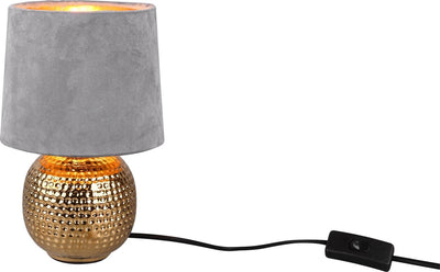 Rl live your light reality sophia - lampe de table - or - excl. 1x e14 40w - interrupteur à cordon - abat-jour gris