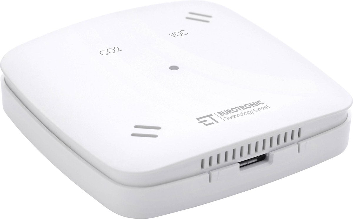 Le capteur de qualité de l'air Eurotronic 700209 détectant le dioxyde de carbone fonctionne sur secteur