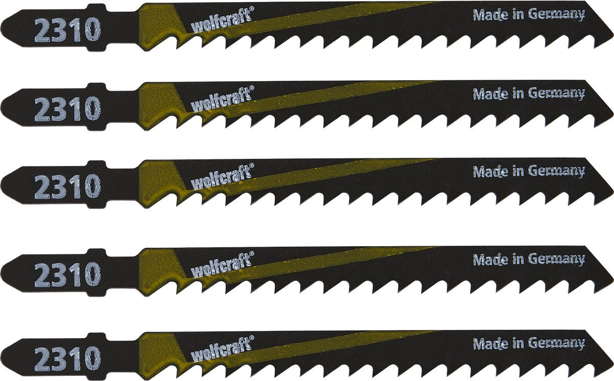 Wolfcraft - 5 lames de scie sauteuse - lame de scie sauteuse tige en T - 100 mm - 2360000