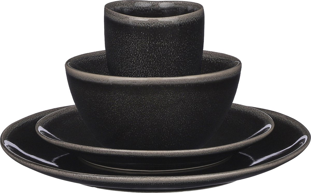 Service de table tabo décorations Mica pour 4 personnes - noir