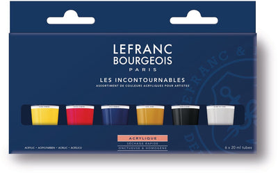 Lefranc bourgeois 300342 coffret acrylique fine « les incontournables » 6 × 20 ml | ensemble de peinture acrylique pour artistes débutants