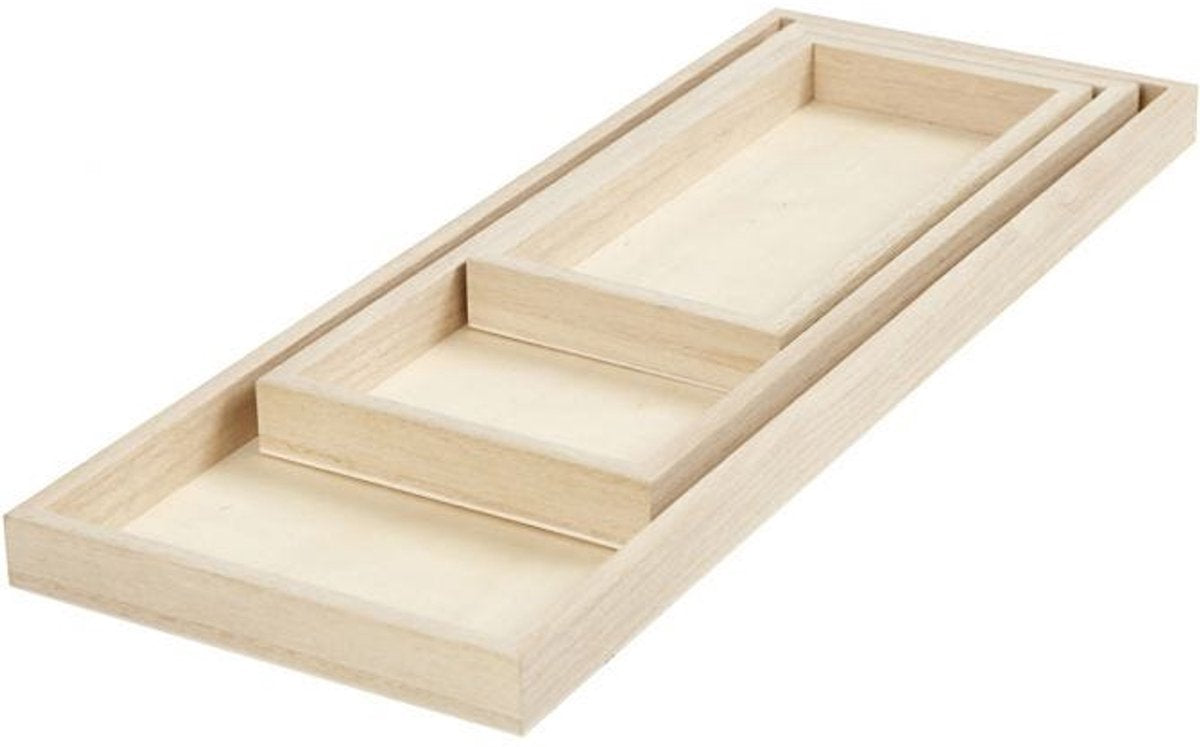 Plateaux Creativ company, l: 20+30+40 cm, l: 10+12+15 cm, 3 pièces 1 boîte