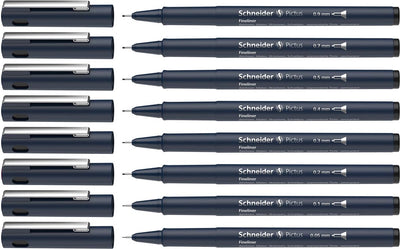 Schneider writing instruments schneider fineliner - pictus - black - set of 8 pieces - s-197598
