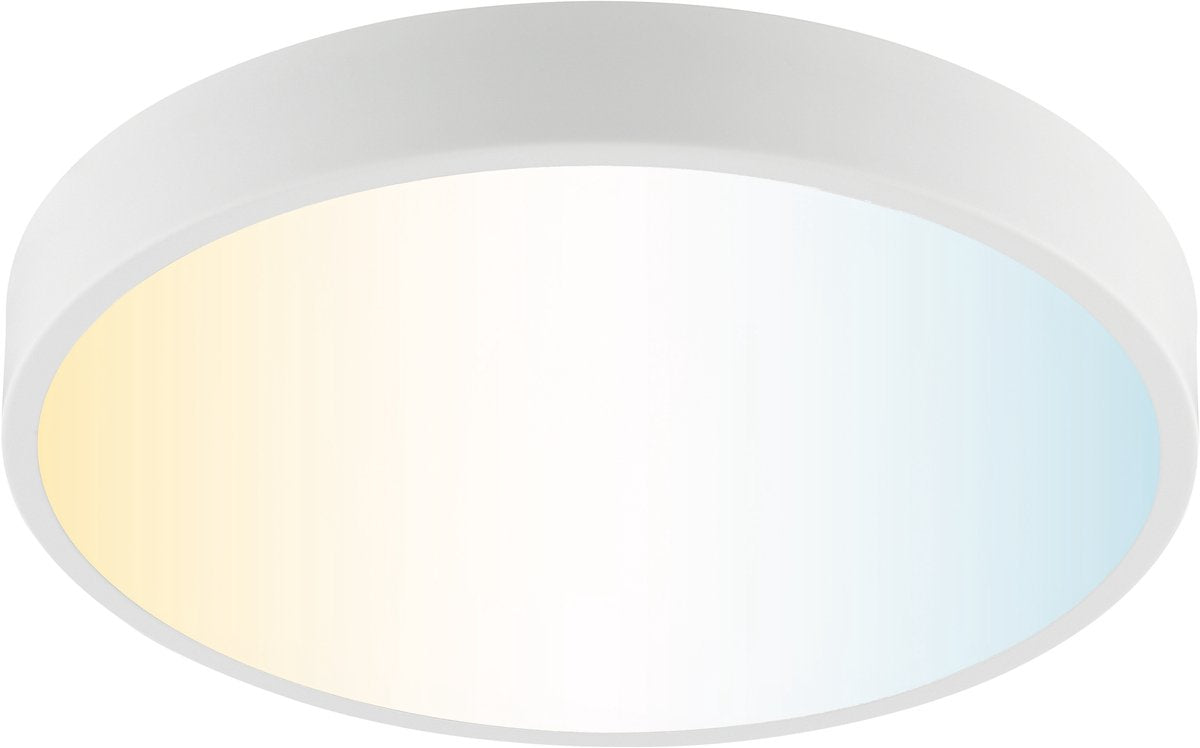 Brilliant slimline - plafonnier - ø 39 cm - led 11w - cct - 3000k-6500k - dimmable - veilleuse - minuterie - télécommande - blanc