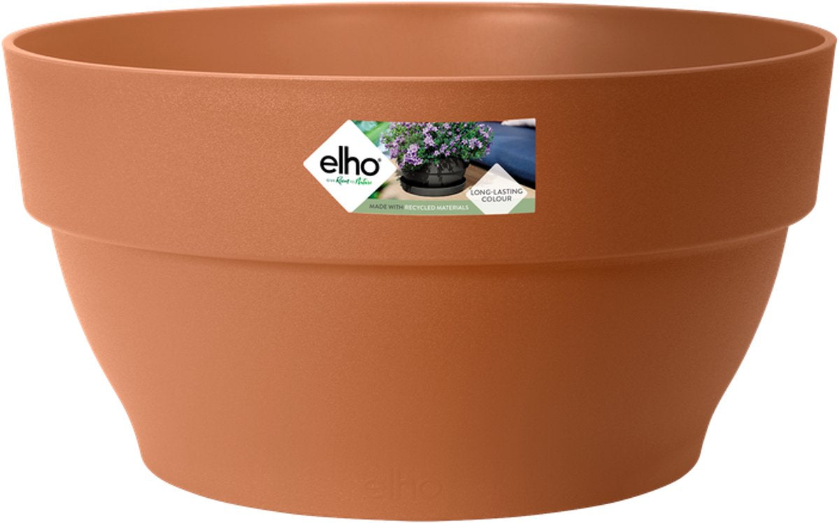 Elho vibia campana bowl 34 - bol pour plantes d'extérieur - 100% plastique recyclé - ø 33,9 x h 17,4 cm - terra