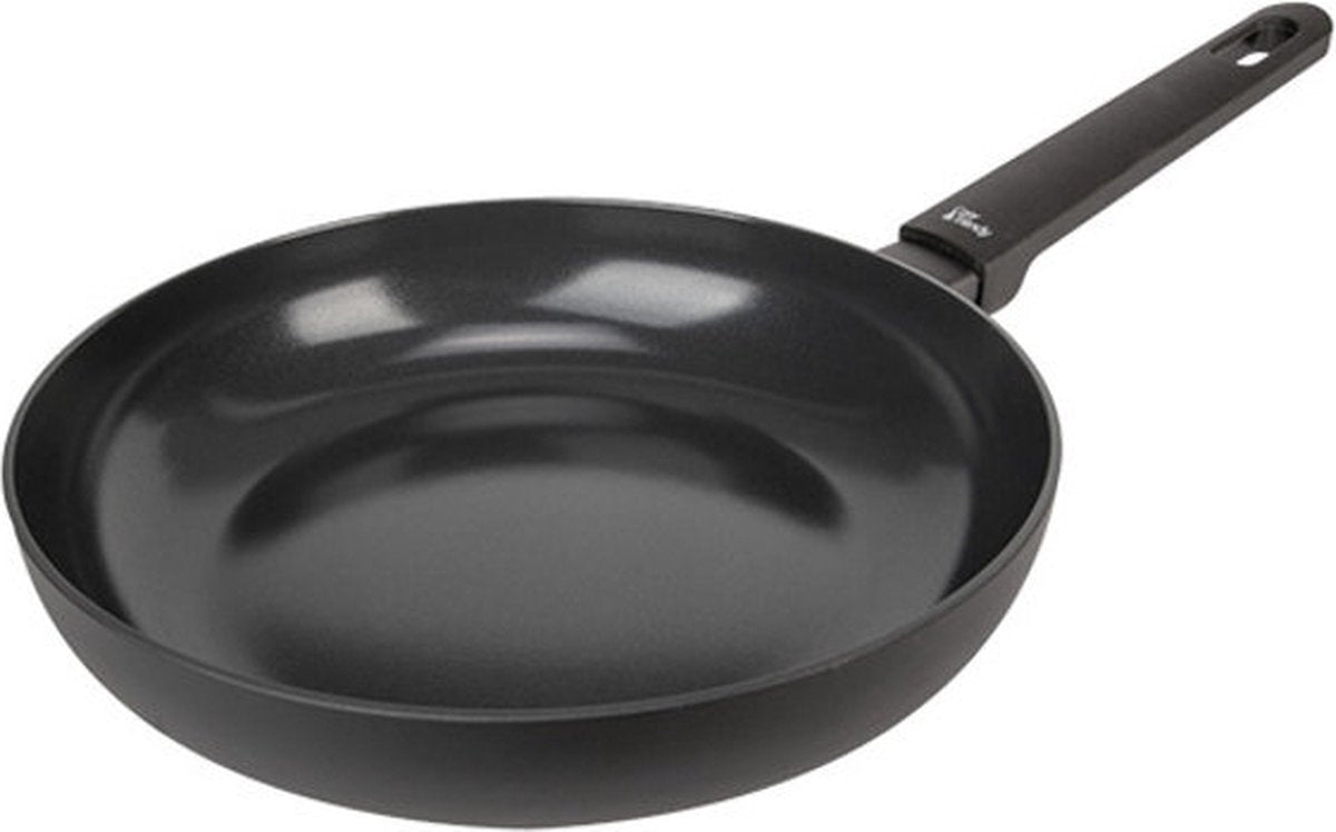 Wok cosy tendance entièrement noir - ø28 cm - sans PFA - poêle wok à induction - passe au lave-vaisselle - chauffage rapide - poignées froides - sans couvercle - antiadhésif noir