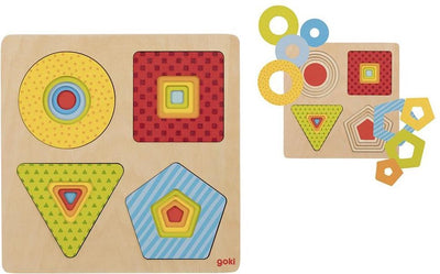 Goki Wooden Cose Puzzle Geométric Formes, 16e.