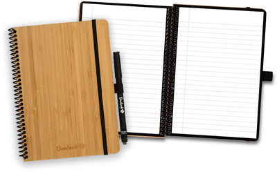 Carnet effaçable classique Bambook - couverture rigide - a5 - pages lignées - carnet de tableau blanc durable et réutilisable - avec 1 marqueur gratuit
