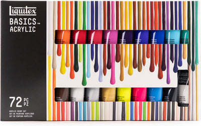 Liquitex 3699401 set de peinture acrylique basics – 72 tubes de 22 ml | peinture acrylique pour artistes | viscosité moyenne | couleurs résistantes à la lumière pour la peinture, passe-temps sur toile