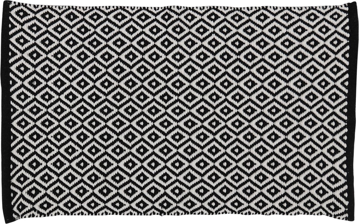 Tapis de bain Differnz Wales 100% coton noir et blanc 50 x 80 cm