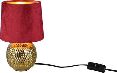 Rl live your light reality sophia - lampe de table - or - excl. 1x e14 40w - interrupteur à cordon - abat-jour rouge