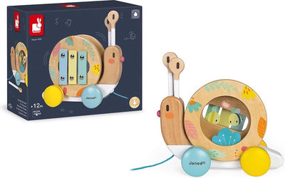 Janod - pure - figurine à tirer xylophone escargot