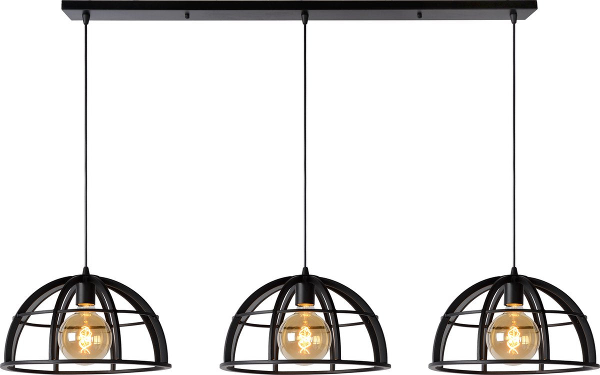 Lucide dikra - lampe suspendue - ø 40 cm - 3xe27 - noir