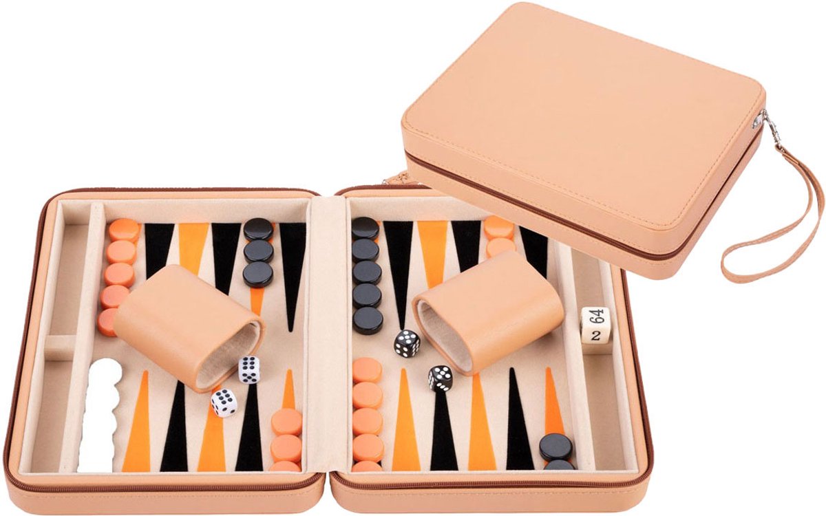 Jeu de voyage de backgammon Engelhart avec fermeture éclair - beige