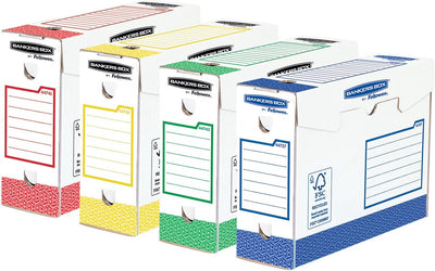 Boîtes d'archives Bankers box - 9,5 cm - assorties - paquet de 8 pièces