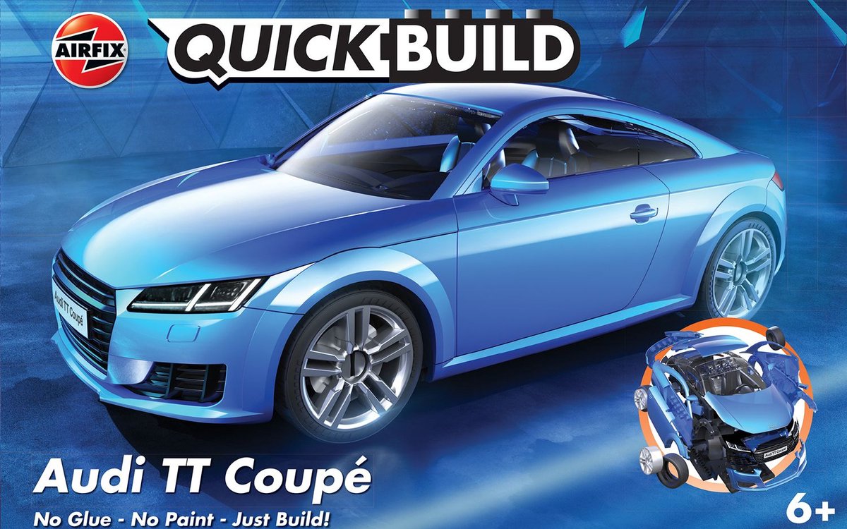 Kit de construction de maquettes Airfix voiture - j6054 quickbuild audi tt coupé - bleu - plastique de voiture de sport - - modélisme