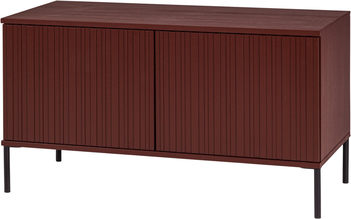 Woood nouveau meuble TV gravure - pin - rouge bordeaux - 56x100x44