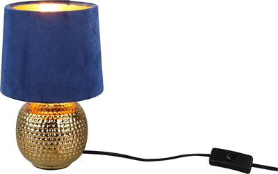 Rl live your light reality sophia - lampe de table - or - excl. 1x e14 40w - interrupteur à cordon - abat-jour bleu