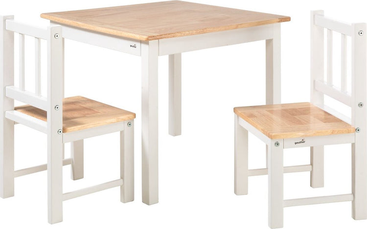 Geuther Chaises pour enfants pour tout-petits avec table pour enfants - Groupe de sièges pour enfants - Groupe de sièges pour enfants 3 pièces en bois - Table à peindre pour enfants - blanc