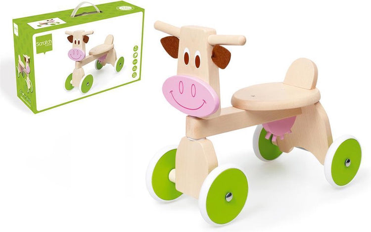 Trotteur Scratch - Trotteur 4 roues - vache marie - 50x40x25cm - 1 à 3 ans