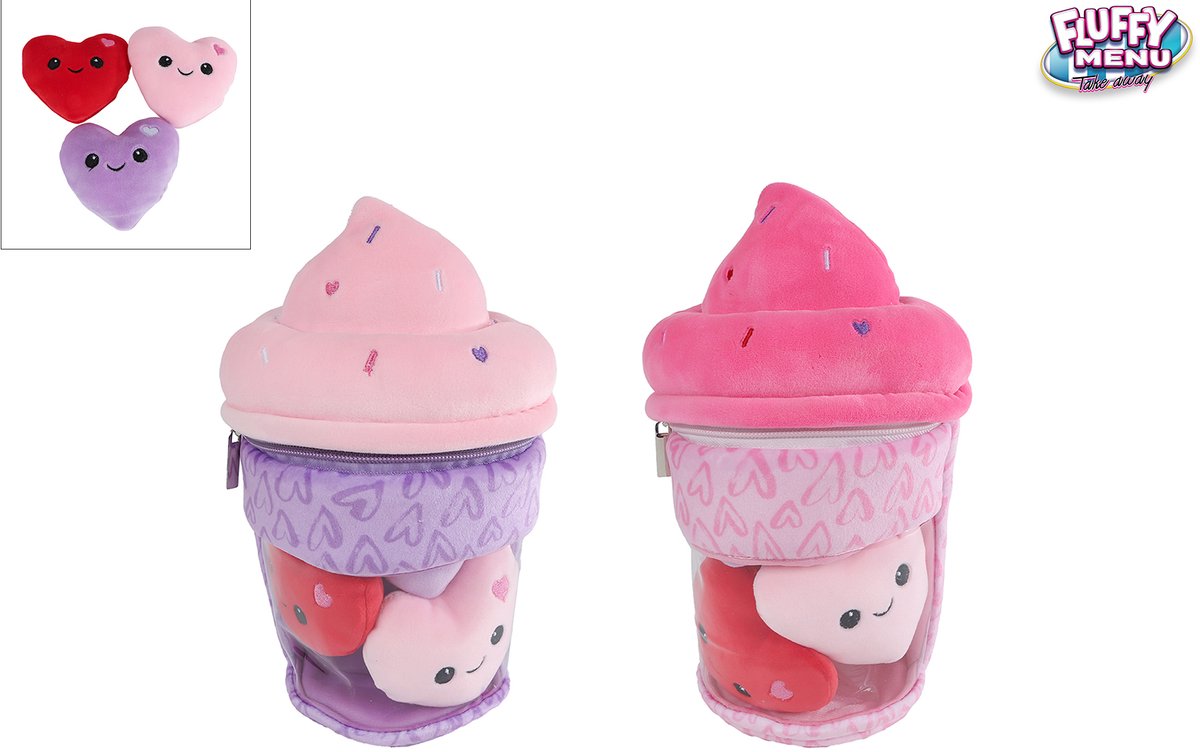 Peluche menu moelleux glace à 3 coeurs - 25cm
