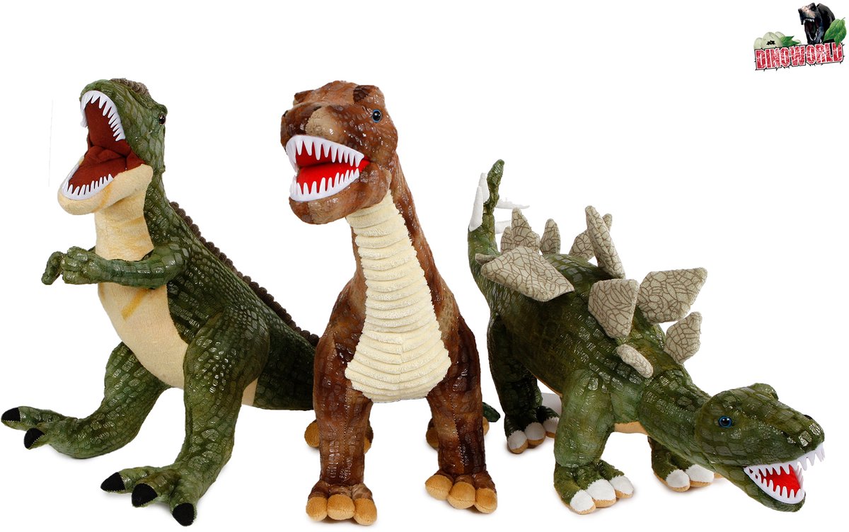 Peluche dinosaure Dinoworld avec dents en plastique 62-73 cm.