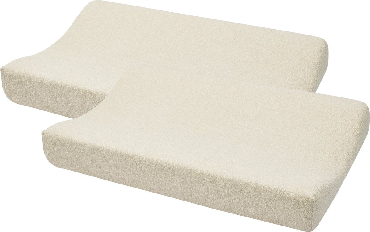 Housse de matelas à langer Meyco baby uni - paquet de 2 - tissu éponge - sable doux - 50x70cm