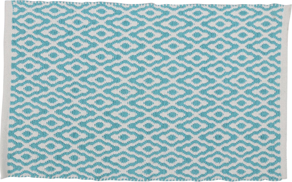 Differnz brighton bath mat 100% cotton blue white 50 x 80 cm