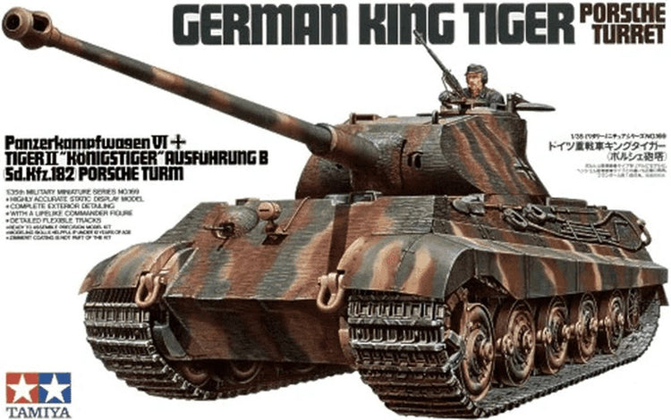 Tamiya modèle kit voiture - 35169 allemand sdkfz.182 königstiger porsche tank avec figurine en plastique - 1:35 - modèle kit