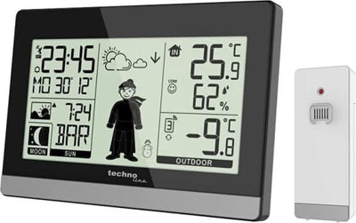 Station météo Technoline - ws 9612 - 145x97x38mm - noir argent - avec 1 capteur extérieur 30m - tl-ws9612