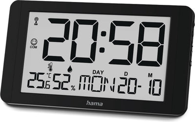Horloge murale Hama - Cuba - radiocommandée - thermo-hygromètre - noire