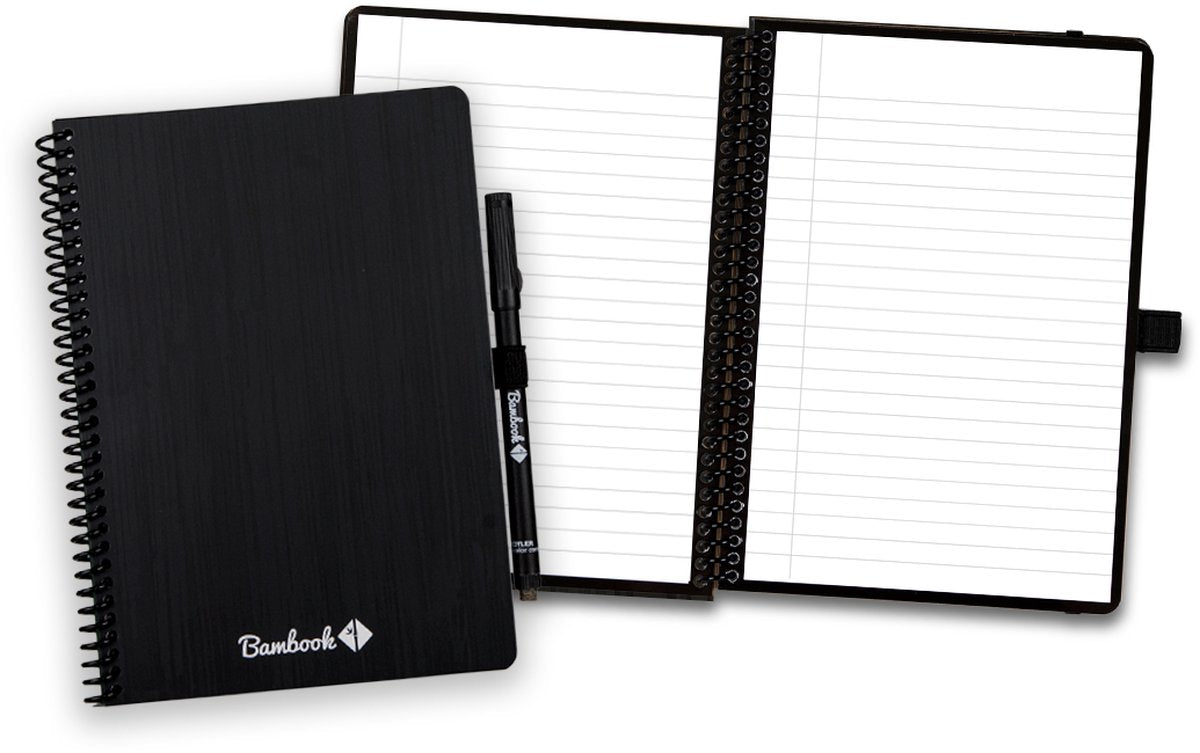 Carnet effaçable classique Bambook original - a5 - pages lignées - carnet de tableau blanc durable et réutilisable - avec 1 marqueur gratuit