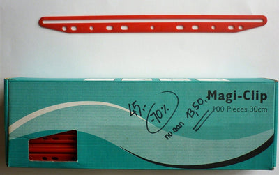 Système d'archivage magi-clip Q-connect - classeur de magazines, rouge, 100 pièces