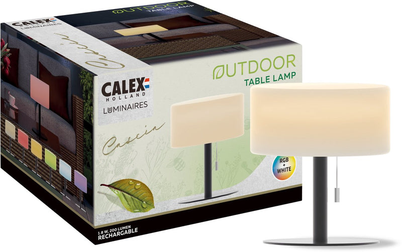 Calex lampe de table rechargeable cascia - éclairage d'ambiance pour intérieur et extérieur - sans fil - dimmable - lumière blanc chaud RGB - étanche - noir