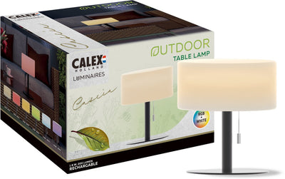 Calex lampe de table rechargeable cascia - éclairage d'ambiance pour intérieur et extérieur - sans fil - dimmable - lumière blanc chaud RGB - étanche - noir