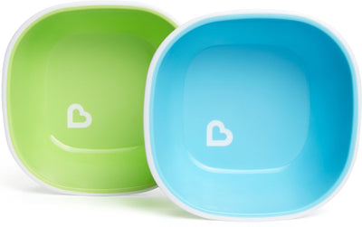 Bols de vaisselle pour enfants Munchkin - bols anti-éclaboussures - parois profondes - passent au lave-vaisselle et au micro-ondes - par 2 pièces - à partir de 6 mois - bleu vert