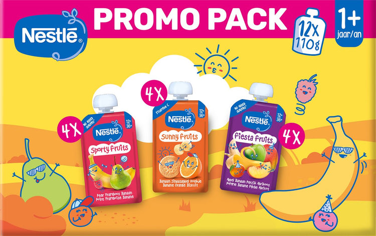 Nestlé fruits été multipack - presser les fruits - 3 saveurs - 12+ mois - 12 x 110g