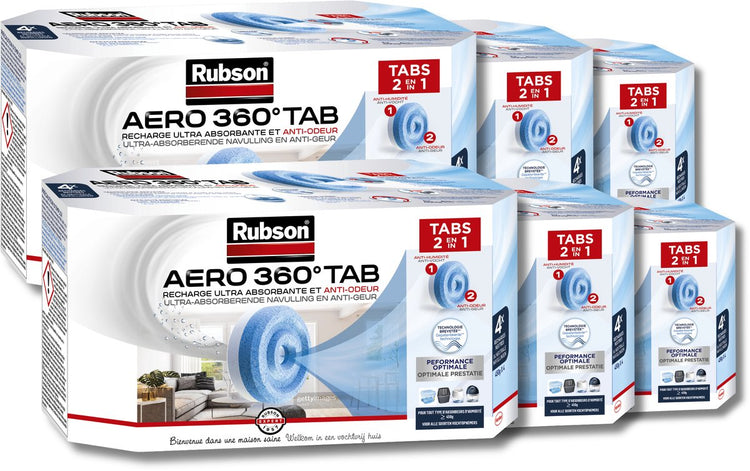 Rubson recharges aero 360 neutral 24 x 450g - recharges absorbeurs d'humidité avec technologie anti-odeur