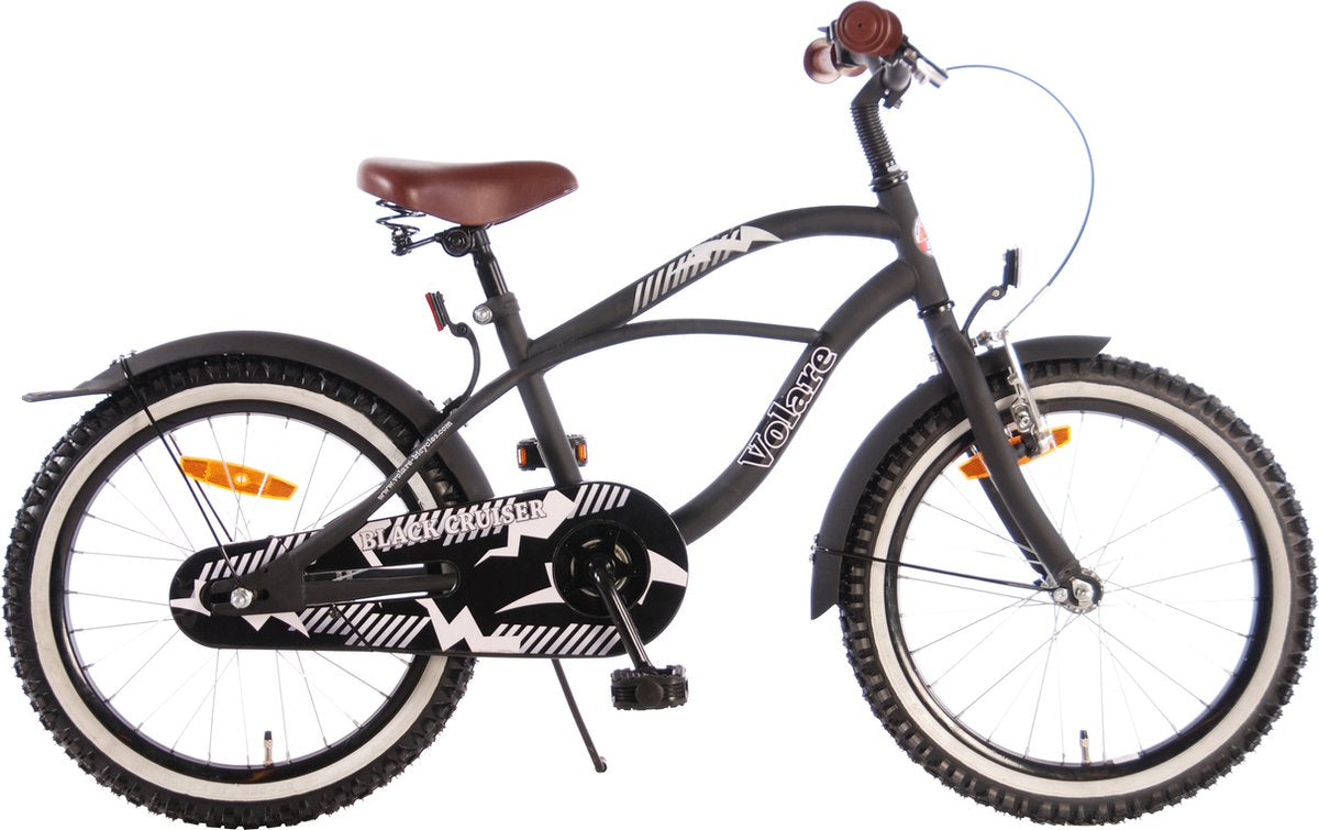 Volare Black Cruiser Children's Bike - Boys - 18 pouces - noir - 95% assemblé
