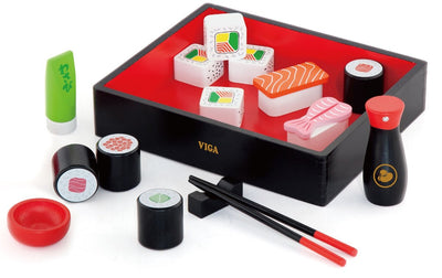 Vigatoys viga toys ensemble de jouets à sushi en bois - reconnaître les formes et les couleurs - 18+ mois