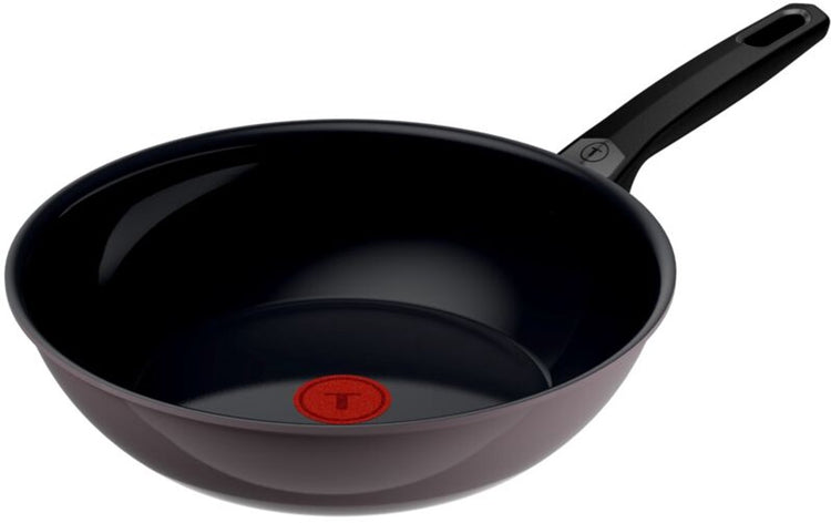 Tefal ceramic control gris - poêle wok - 28 cm - céramique - induction - sans pfas - convient pour une utilisation avec des spatules métalliques