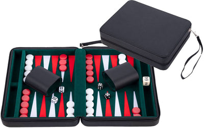 Jeu de voyage de backgammon Engelhart avec fermeture éclair - noir