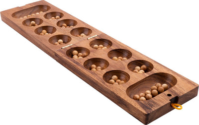Longfield awalé - taille grand - jeu de stratégie africain en bois - jeu de société mancala pour 2 joueurs - bois d'acacia écologique - coeur d'ange