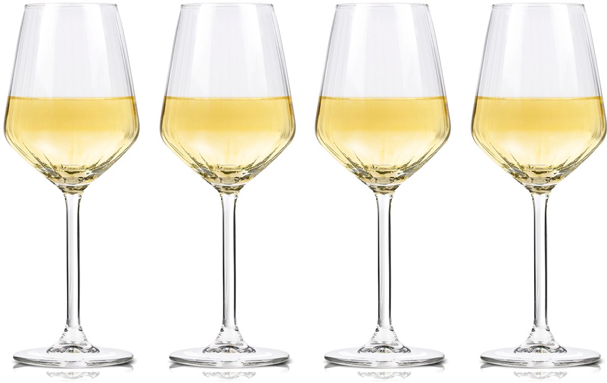 Alpina verres à vin vin blanc - 4 pièces verres à vin blanc - verre à vin 38cl - ensemble de verres à vin - ensemble de verres pour le dîner - verres à vin - verre transparent
