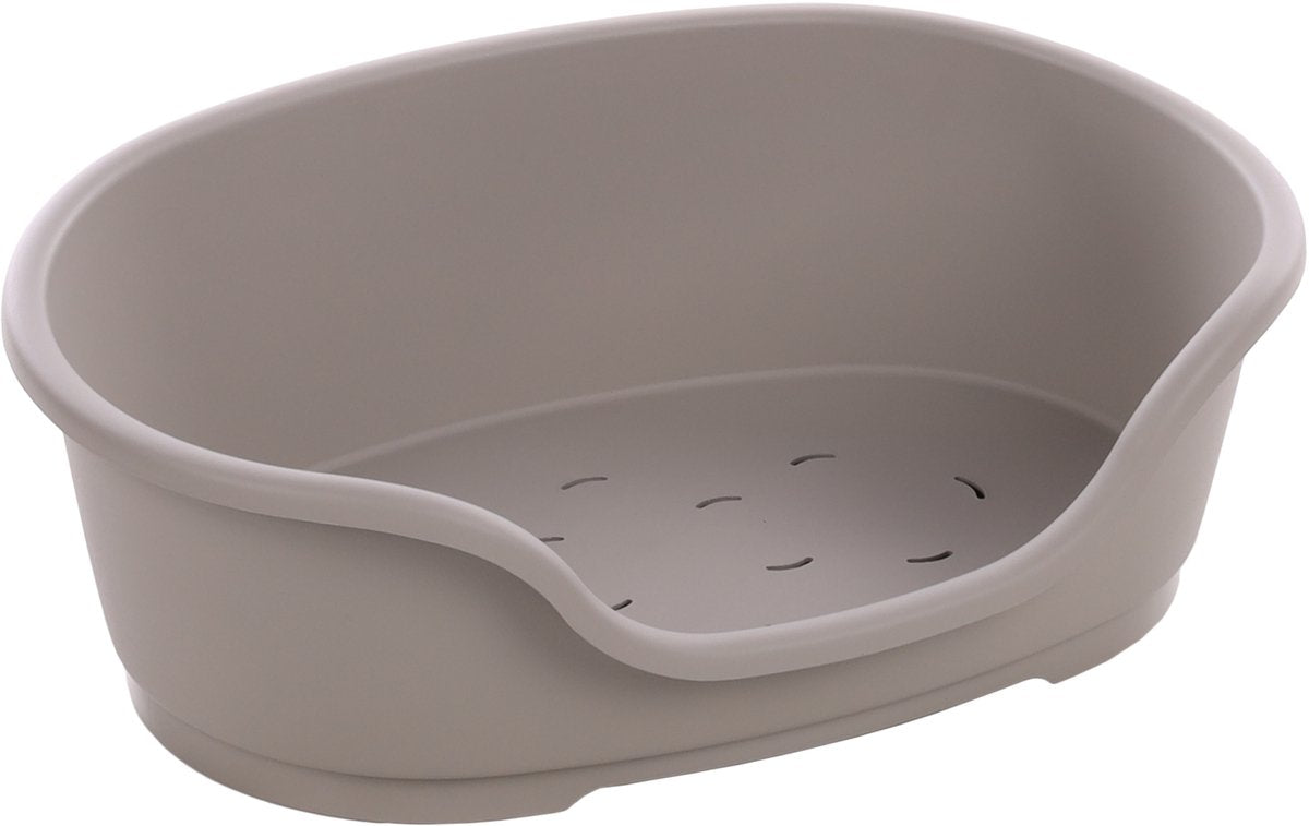 Panier Flamingo ovale gris – taille s – 58×38×20 cm – panier pour chien en plastique confortable pour petits chiens et chiots